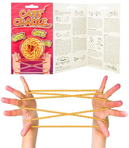 D.A.Y. Republic Cat's Cradle Retro String Game Age 3+ Neon Orange & Yellow, 1.6m Long, Includes Trick Manual, Boosts Motor Skills, Creativity