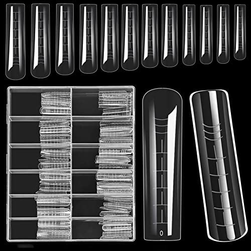 120 pièces Extensions ongulaires moules,120 Pièces Faux Ongles Choix de 12 tailles Kit,Professionnelles pour Femme Fille extension d'ongle conseils Nail Art