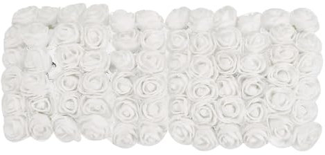 sourcing map Artificial Rose Flower Heads, White Mini Faux Flowers 0.8 Inch-1 Inch for DIY Craft Wedding and Party Decoration Pack of 72