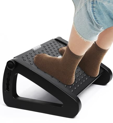 Repose Pied Bureau,Repose-pieds ergonomique avec fonction massage,angle réglable et 6 Hauteurs Réglables,Repose-pieds antidérapant pour maison,Effet Massage Confortable,Support Faible Encombrement