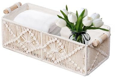 Boho Makramee Aufbewahrungskörbe Box, Handgewebte Dekorbox, Boho Aufbewahrungskorb Geflochten Geschenkkorb, Toilettenpapier Klopapier Aufbewahrung/Schlafzimmer Badezimmer Aufbewahrungsbox
