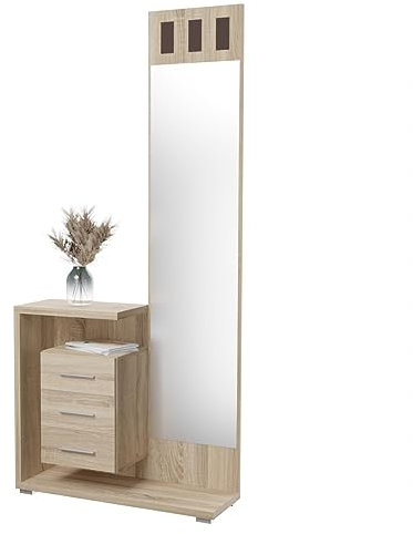 Somnia - Mueble Recibidor Vertical, Modelo Celine, Práctico y Funcional, Color Cambria, Medidas: 85 cm Largo x 28 cm Fondo x 190 cm Alto