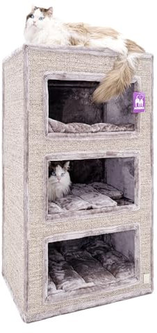 Petrebels Kratztonne XXL Boulder 117 cm, Farbe Cappuccino, 60 x 40 x 117 cm, Luxus Design Kratztonne für große Katzen