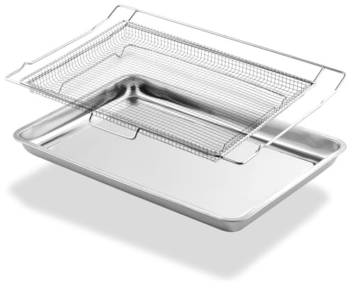 DG75-01001C Air Fry Basket Replacement for Samsung Stove Oven Parts, DG75-01001D Air Fry Tray for Samsung Oven Accessories NE63A6511SS NX60A6511SS 304 Stainless Steel Air Fry Crisper Basket 1 Pack