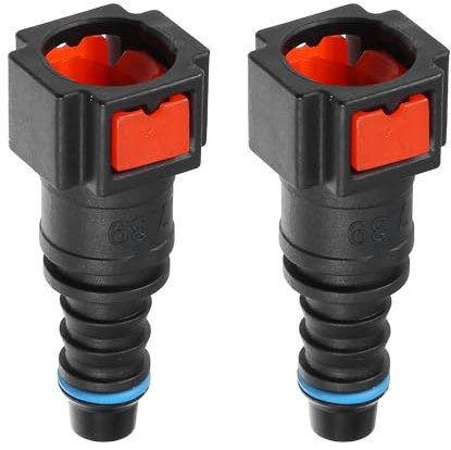 A ABSOPRO Car Fuel Line Hose Quick Release Connector Straight 5/16 7.89mm SAE to 5/16 8mm Disconnect Hose Plastic Red (Set of 2)