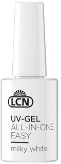 LCN UV-Gel All in One Easy Milky White – 3in1-UV-Gel– für einen noch besseren Halt – Haftung, Aufbau und Versiegelung – Vegan, tierversuchsfrei und HEMA-frei – 10 ml