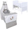 Generisch Baby Delux Babybett Komplett Set Kinderbett 60x120 cm umbaubar zum Juniorbett weiß 10-tlg Max Bettset Matratze Chiffonhimmel (Wippe Grey Dots)