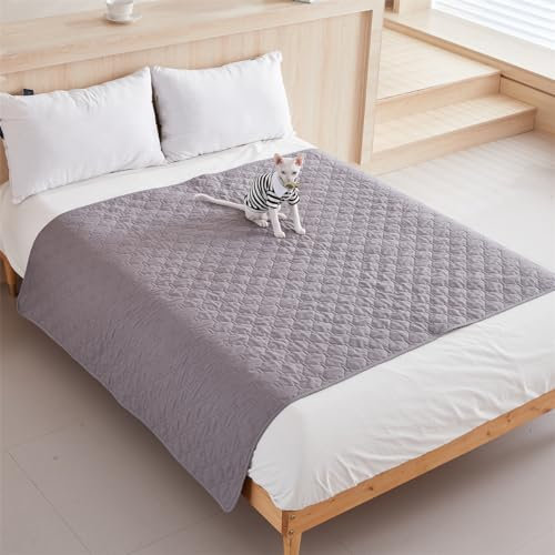 Inkontinenzunterlage Waschbar Wiederverwendbare Welpen Unterlagen Wasserabweisende, Rutschfeste, Weiche Welpen Unterlagen Inkontinenzunterlage Waschbar Für Hunde Für Zuhause (130x200cm,Grey)