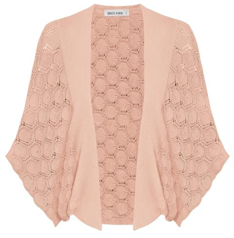 Veste boléro Courte et Unie pour Femme, pour l'été, Chauve-Souris, Cardigan de Loisirs, Rose Clair, L