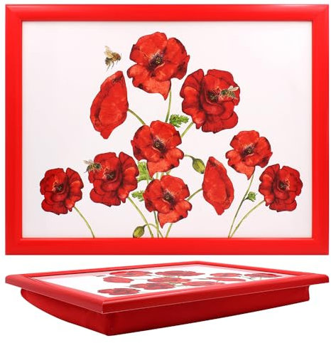 Tamersgifts Cushioned Laptrays Lap Tray TV Dinner Bean Bag Padded Cushion Gift (British Poppy Lap Tray)