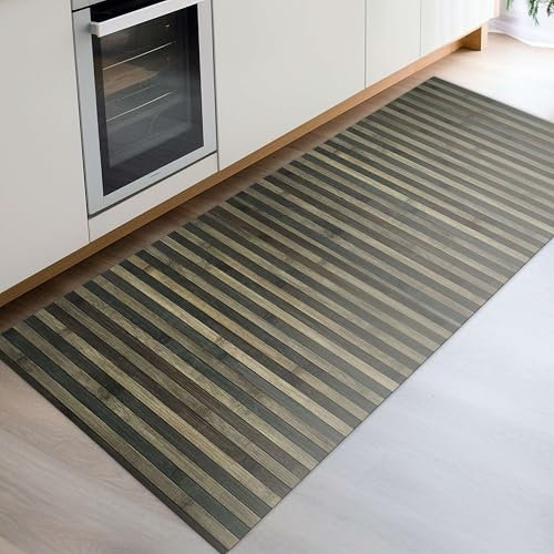 CosìCasa Tappeto Bamboo Cucina in Legno Eco-Sostenibile | Versatile Tappeto Cucina Antiscivolo Lavabile Perfetto Come Tappeto Bagno, Passatoia Cucina o Tappeto da Esterno [50X100 cm, Nero - Grigio]