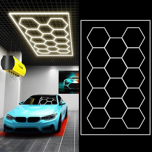 Sedtonmu Hexagon LED Garage Light, 6500K Sechseck Led Autogaragenlicht for Garage, Werkstatt, Lager, Keller, Fitnessstudio etc.,4500k,1
