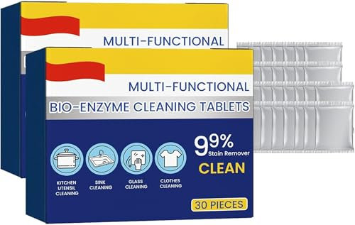 Multifunktionale Bio-Enzym-Reinigungstabletten, Bio-Enzym-Reinigungstabletten, multifunktionale Fleckenentfernung, Haushalts-Reinigungstabletten, löst schnell Reinigungstabletten (2 Box)