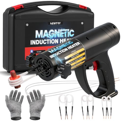 NEWTRY Magnetic Hand‑Held Induction Heater kit with 8 Coils, 1500W Bolt Heating Removal Tool for Rusty Nuts Screws and Bolts, 220V