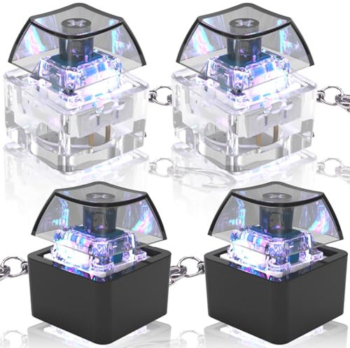 COWANIEE 4 PCS Keyboard Fidget Toy, Stylish Fidget Keychain with LED Light, Exercise Wrist and Stress Relief