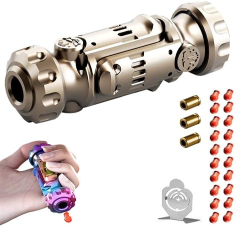GLHYUOP Alliage Jouet Anti Stress,Rotation DéCompression Pistolets à Balles Souples EDC Jouet Plusieurs FaçOns De Jouer +20 Balles Souples Et Mini Disque en Acier, DéMarrable Jouet Anti-Stress