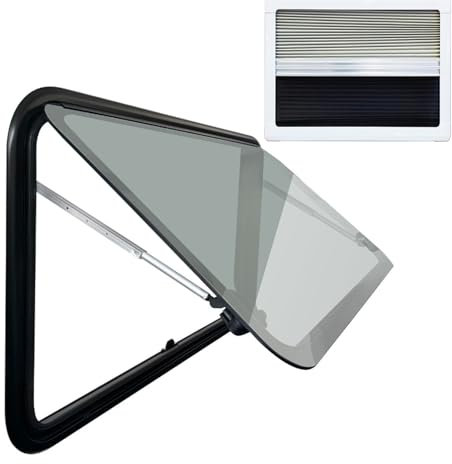 MREGLHUI Fenêtre Latérale De Caravane-Ouverture Push-Pull 65 °- avec Moustiquaire - Brise-Vue - Store Occultant - pour Camping-Car, Caravane Et Camping-Car,Noir,43.3 * 17.7in