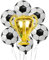 6 Stück Fussball Luftballon und 1 Stück Trophäe Folienballon, Fussball Deko Geburtstag Kinder, Champion Trophäe Ballon Set für Junge Kinder Geburtstag WM Party Dekoration