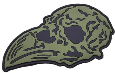 LEGEEON: 1x Taktischer nordischer Rabenschädel Krähe Wikinger Odin PVC Patch, 3x2,5 Zoll / 7,62x6,35 cm (ca. +/- 5%), für Hüte, Taktische Patches, Molle Zubehör, Militär Patches, Rucksäcke (Grün)