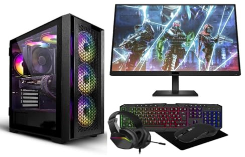 Computek Gaming PC • Intel Core i7-3770 • Nvidia RTX3050 6GB Graphics Card • 16GB RAM • 256GB SSD+1TB HDD • 500W 80+ PSU • White 10 Fan RGB Gaming Case • Wi-Fi • Windows 11 •