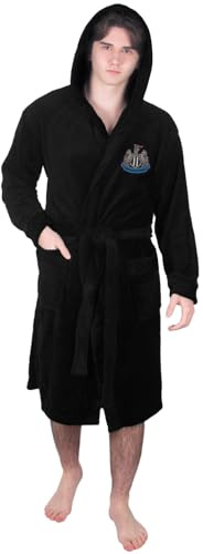 Newcastle United FC Official Mens Fleece Dressing Gown Robe Black Large