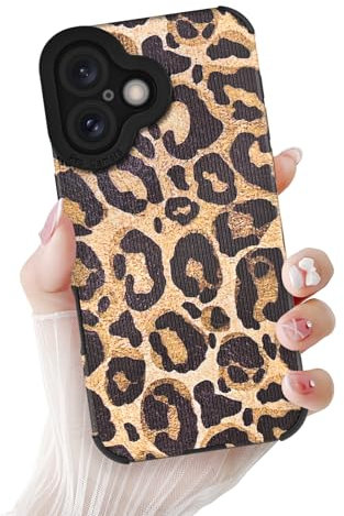 Newseego Case for iPhone 16 Aesthetic Brown Leopard Print Pattern Girls Women Phone Cover Soft Slim Silicone All-inclusive Lens Shockproof Thickened Bumper Corners Design for iPhone 16