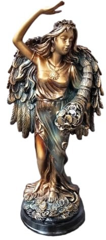 NireHoris Göttin Fortuna 30 cm Bronziert Figur Glück Polyresin Skulptur Statue für Wohnzimmer, Büro Glücksbringer Deko