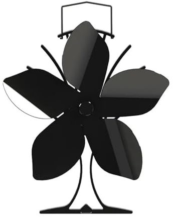 CEHJZQRPL Ventilatore del bruciatore Silenzioso, 5 eliche Ventilatore for Camino Alimentato a Calore Risparmio di Carburante in Modo efficiente for stufe a Legna a Pellet a Gas domestiche Nero