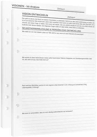 KOMPASS® Vision | DIN-A5-Einlagen für Ringbuchplaner | 8 Einlagen zur Entwicklung deiner persönlichen Vision | Reflexion & Zielsetzung | Journaling | Planer Nachfüll-Einlagen (14,5 cm x 21 cm)