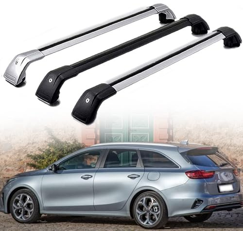 DachträGer RelingträGer für Kia Ceed Sportswagon SW Estate 2012-2022, Dachgepäckträger Aluminium AbschließBar mit Geschlossene Dachreling A Paar,Black-1 Pair