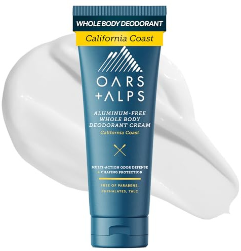 Oars + Alps Whole Body Deodorant Cream for Men & Women, Anti-Chafing and Aluminum Free Deodorant, Multi-Action Odor Defense, Long Lasting, California Coast, 2.5oz