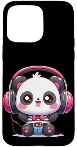 Kawaii Panda Grooving with Headphones Carcasa para iPhone 15 Pro Max