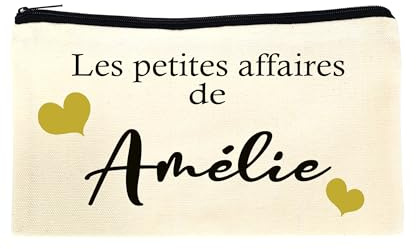 Trousse Personnalisée avec Prénom – Pochette maquillage femme – Cadeau Anniversaire Femme, Maîtresse, Aide-Soignante – Trousse de Toilette ou étui à crayons école voyage à Personnaliser