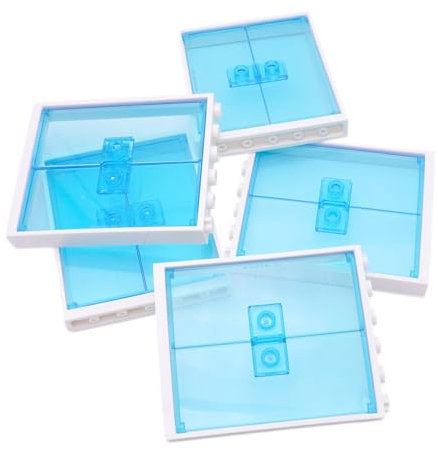 Lego® City 5 Stück 1x6x6 Türen – Weißer Rahmen und Transparent-Blaue Türblätter für Elegante Bauprojekte & kreative Designs!