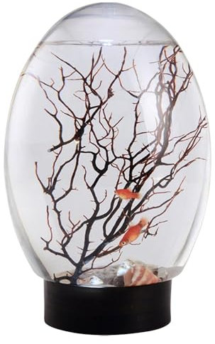 yakermur Acuario de escritorio, tanque de peces de escritorio,Pequeño cuenco de pescado beta con luz LED | Divertido plantador acuapónico, paisajes de escritorio para el hogar