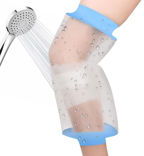 Risipu Ginocchiera impermeabile per doccia, riutilizzabile, leggera, per adulti, ferite e ustioni, tenuta stagna per gambe