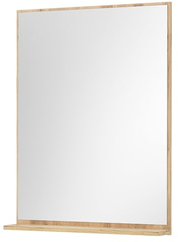 Lomadox Badezimmer Badspiegel Spiegel 60cm breit in Eiche, mit Ablageboden
