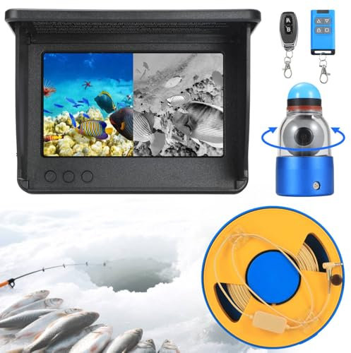 Fischfinder 360° Unterwasser-Angelkamera mit 5-Zoll-Display Tragbarer Infrarot-Nachtsicht-Fischfinder 1000TVL 30 m Kabel für Eisfischen, Bootsangeln, Meeresangeln