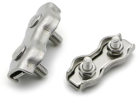 Drahtklemmen, Edelstahl-Drahtseil-Doppelgriffe, Kabelklemmen, Spannschloss, M2-M10, Kabeldrahtbefestigung for Heimwerker, Handwerk, Kabelmanagement(M2 5pcs Fit 1.2 1.5)