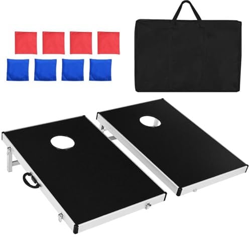 GOPLUS Cornhole Set, 90 x 60 cm Sackloch Spiel, Cornhole Boards Spiel für Outdoor Indoor, Kinder Erwachsene