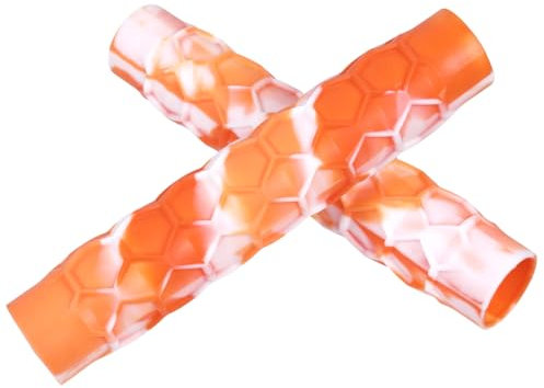 Ayaport Kayak Paddle Grips Non-Slip Silicone Wraps for Take-Apart Kayak Paddles, Blister Prevention Kayaking Accessories 1 Pair (Orange-White)