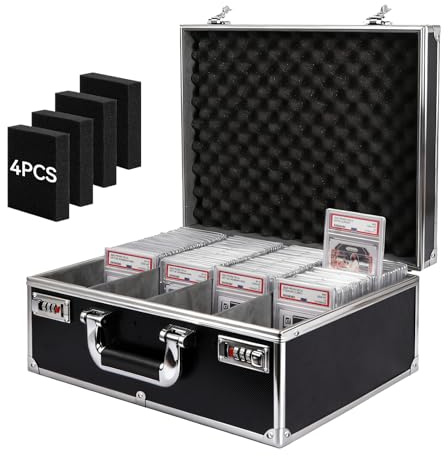 TONYLAIJIANTAO Secure-Grade Card Storage Box with Dual Locks - Holds 170+ PSA/GMA Slabs & 680+ Toploaders, 4-Row Organizer for 3x4 35pt Sports & Trading Cards (Black)