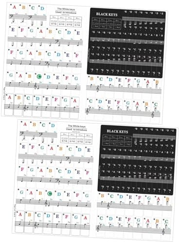 Beaupretty 2 Sätze Piano Keyboard Aufkleber für Tasten Klavier Aufkleber Notenetiketten Anfängerfreundlich Einfach zu Anbringen Langlebig und Sicher für Elektronische Klaviere