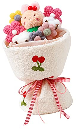 Haofy Bouquet en Peluche avec Guirlande Lumineuse LED, Bouquet d'animaux en Peluche de Dessin animé Mignon avec des Couleurs Vives pour d'anniversaire, de Saint-Valentin et de (Lapin Rose)