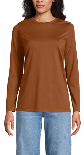 Lands' End Women's Long Sleeve Crew Neck T-Shirt - Orange - S