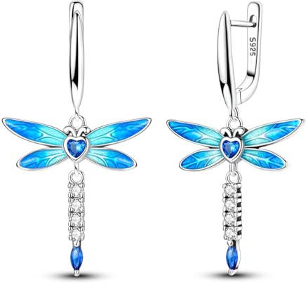 Hapour S925 Sterling Silber Hängend mit Anhänger Ohrhänger für Damen Schleife Schmetterling Libelle Ohrringe Silber mit Zirkonia