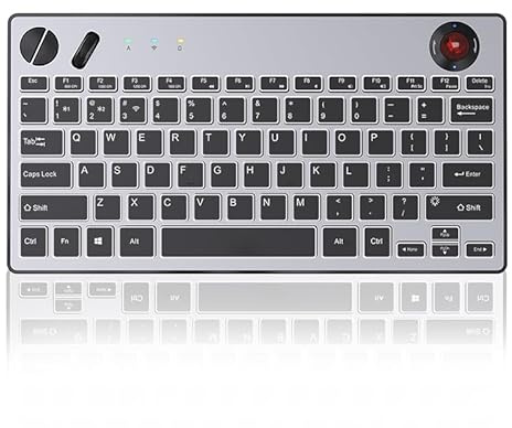 Three Modes Backlit Wireless Trackball Keyboard, 78 Keys, 800-1600 CPI Adjustable,Ergonomic, rechargeable, silent Bluetooth 5.4/2.4G/Wired, for Windows/Mac/iOS/Android/TV box/HTPC/pc/Remote Controller