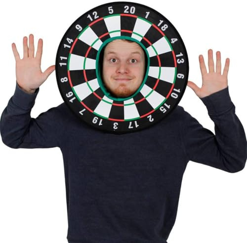 Unisex Dartscheibe Kostüm Neuheit Sport Board Kopfbedeckung mit angenähter Kapuze Lustiges Erwachsenen-Outfit für Junggesellenabschiede, Kneipentourniere und Sportveranstaltungen