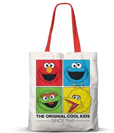 KARACTERMANIA Sesamstraße Cool-FAN Shopping Einkaufstasche, Weiß, 33 x 40 cm