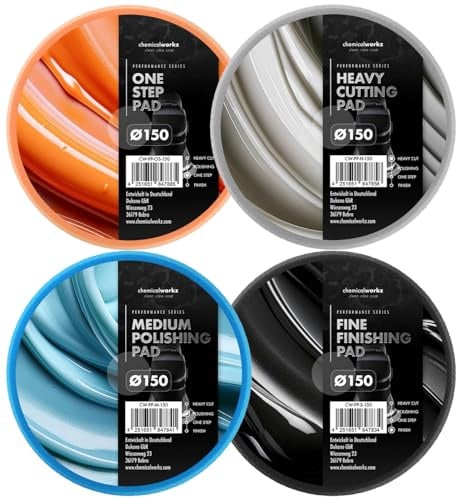 Chemicalworkz Polierpad Set 150mm – Premium Polierschwämme | Effektive Autopolitur, Kratzerentfernung, Lackkorrektur und maximaler Glanz für Exzenter und Rotationspoliermaschinen | 4-teilig